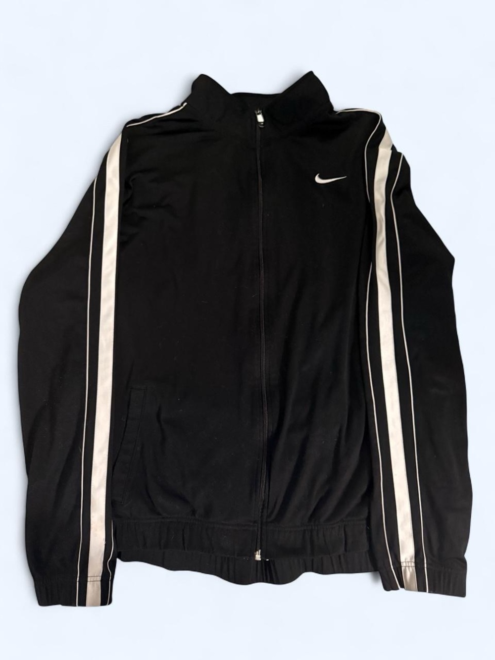 Nike Black Track Jacket with White Stripes